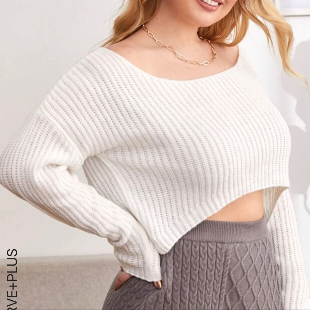 White cropped sweater